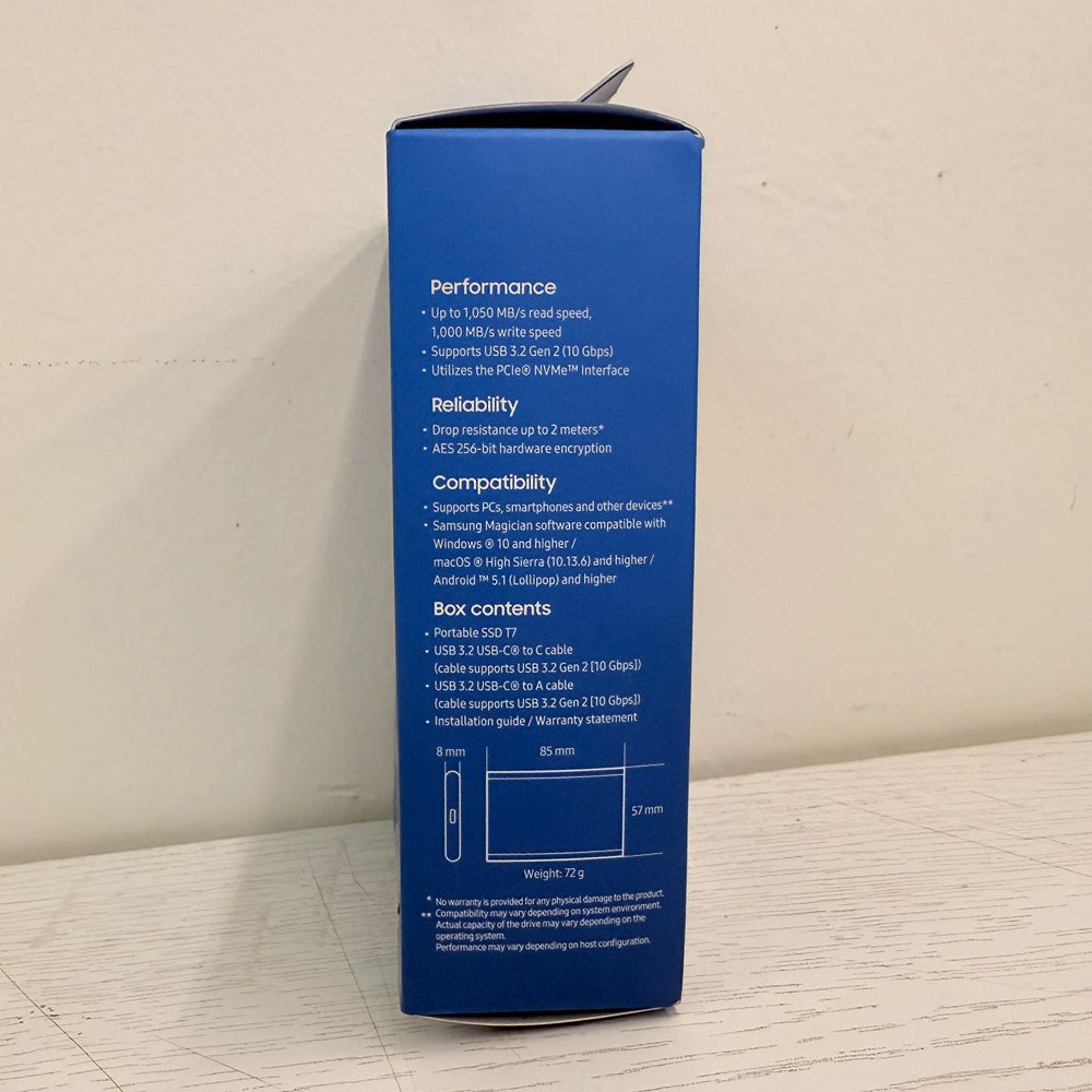 Samsung T7 Portable SSD 2TB – USB 3.2 Gen 2 – Gray – Brand New