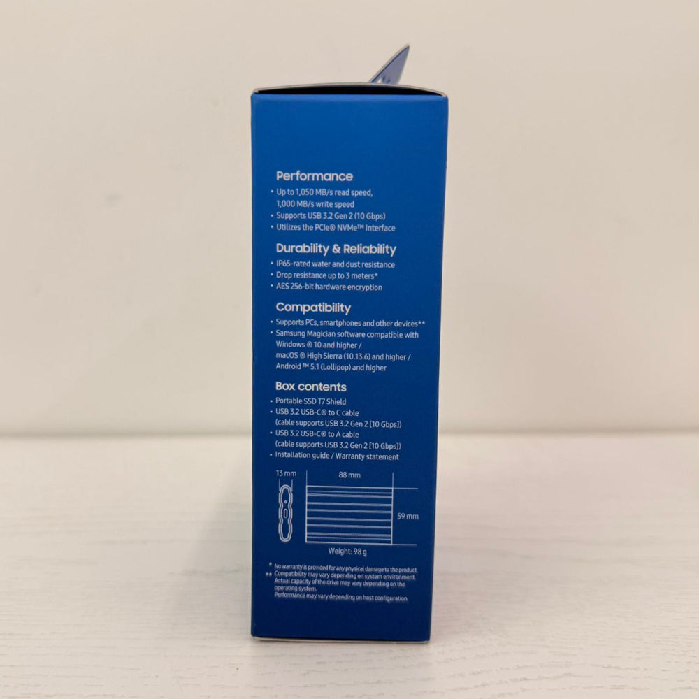 Samsung T7 Shield 2TB Portable SSD – USB 3.2 Gen 2, AES 256-bit Encryption – MU-PE2T0S – Brand New