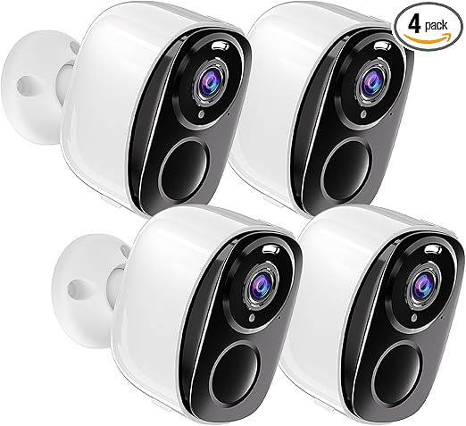 Security Cameras Wireless Outdoor – 2K Battery-Powered (4-Pack) (Open Box)