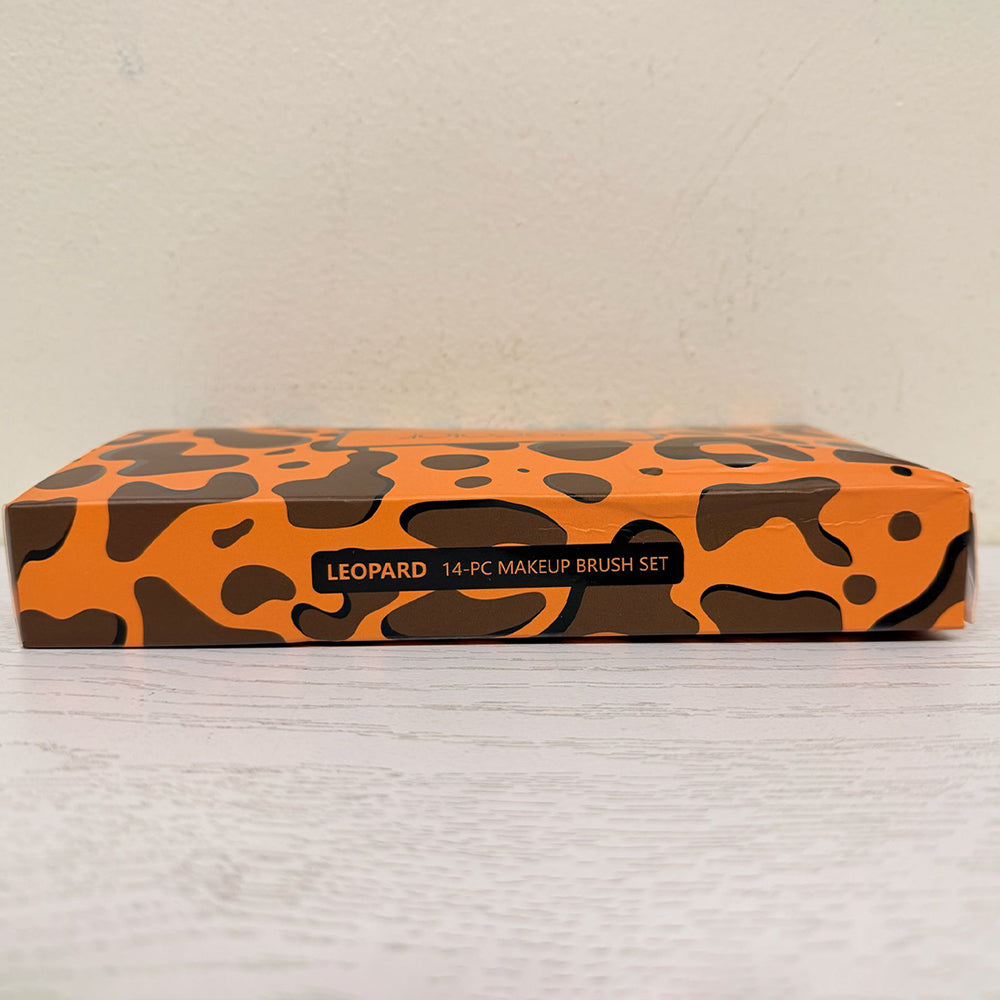 Docolor Leopard 14-Piece Makeup Brush Set – Professional Cosmetic Brushes & Blending Sponges (Brand New, Open Box)