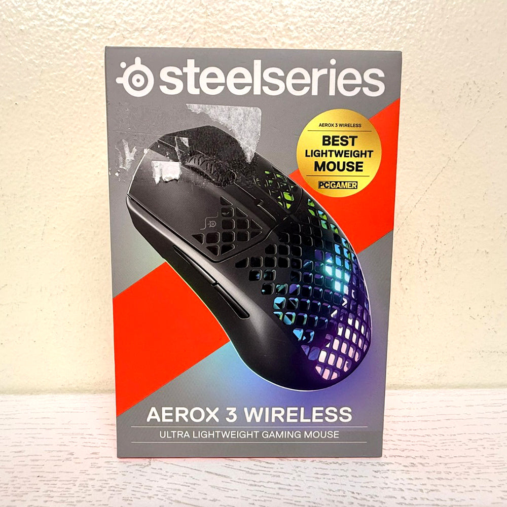 SteelSeries Aerox 3 Wireless Ultra Lightweight RGB Gaming Mouse – 2022 Onyx Edition (68g, TrueMove Air Sensor, 200-Hour Battery) - Brand New