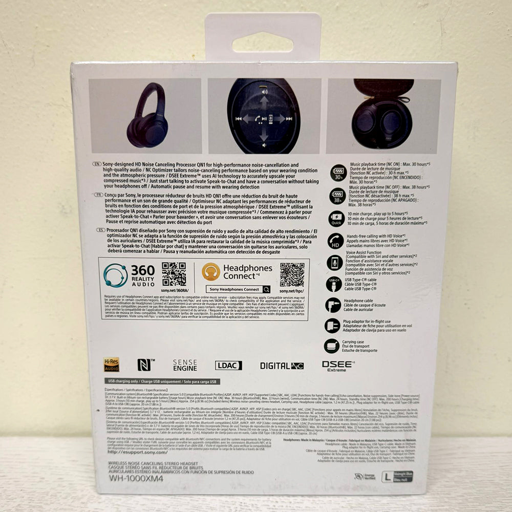 Sony WH-1000XM4 Wireless Noise Cancelling Over-Ear Headphones with Mic – Midnight Blue (Brand New)