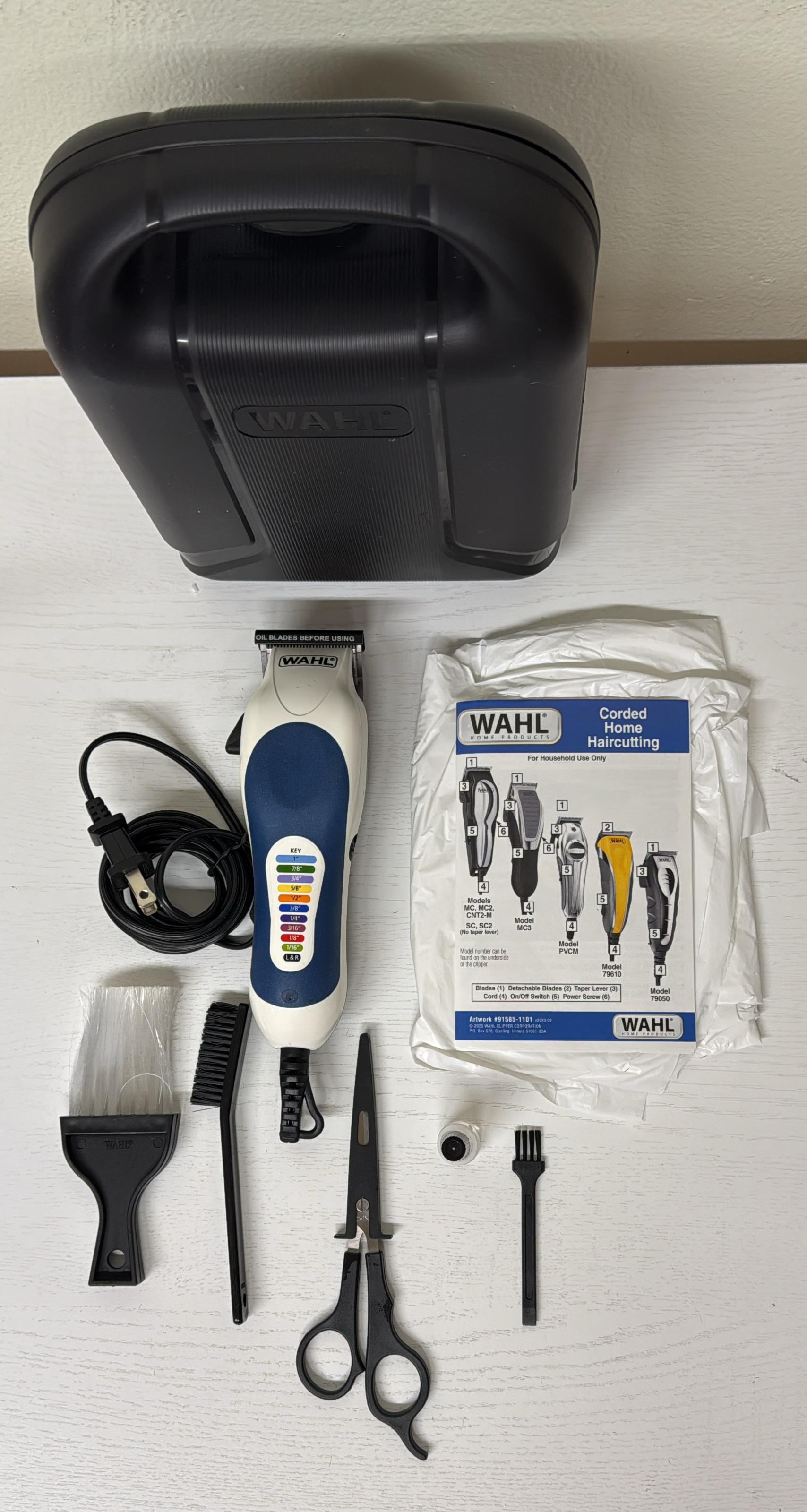 Wahl Clipper USA Color Pro Complete Haircutting Kit – Corded Clipper for Men, Women &amp; Children with Easy Color-Coded Guide Combs (Model 79300-1001M) (Lightly Used)