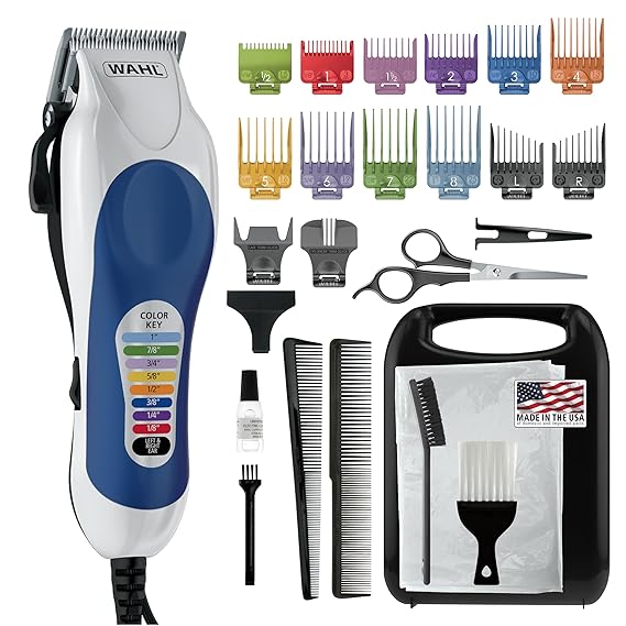 Wahl Clipper USA Color Pro Complete Haircutting Kit – Corded Clipper for Men, Women &amp; Children with Easy Color-Coded Guide Combs (Model 79300-1001M) (Lightly Used)