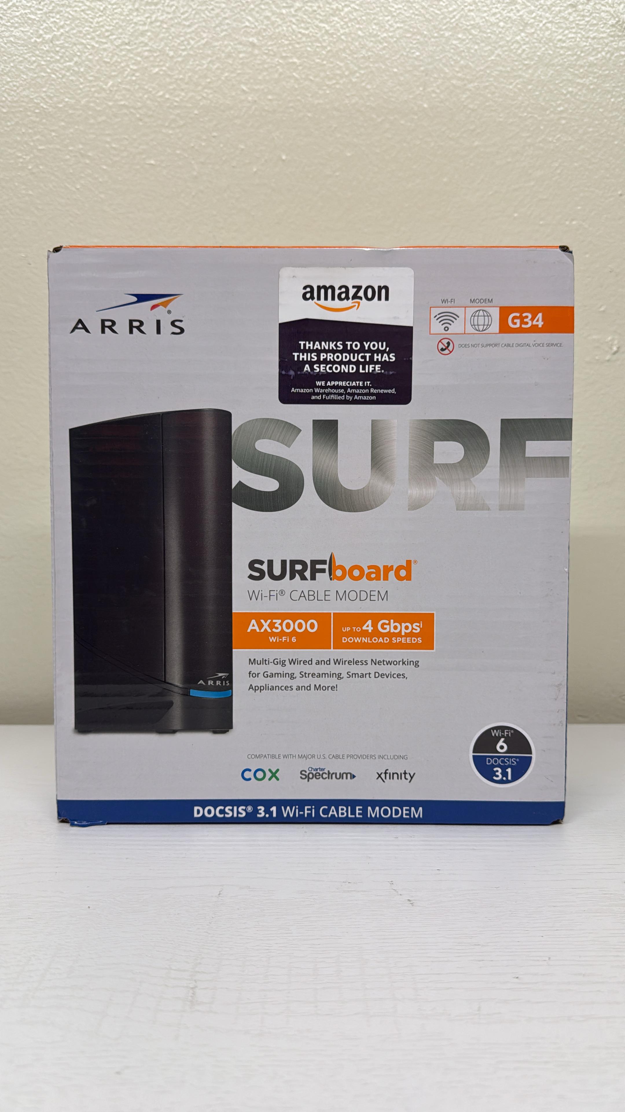 ARRIS G34 Cable Modem Router Combo - DOCSIS 3.1 Gigabit WiFi 6 (AX3000) (Lightly Used)