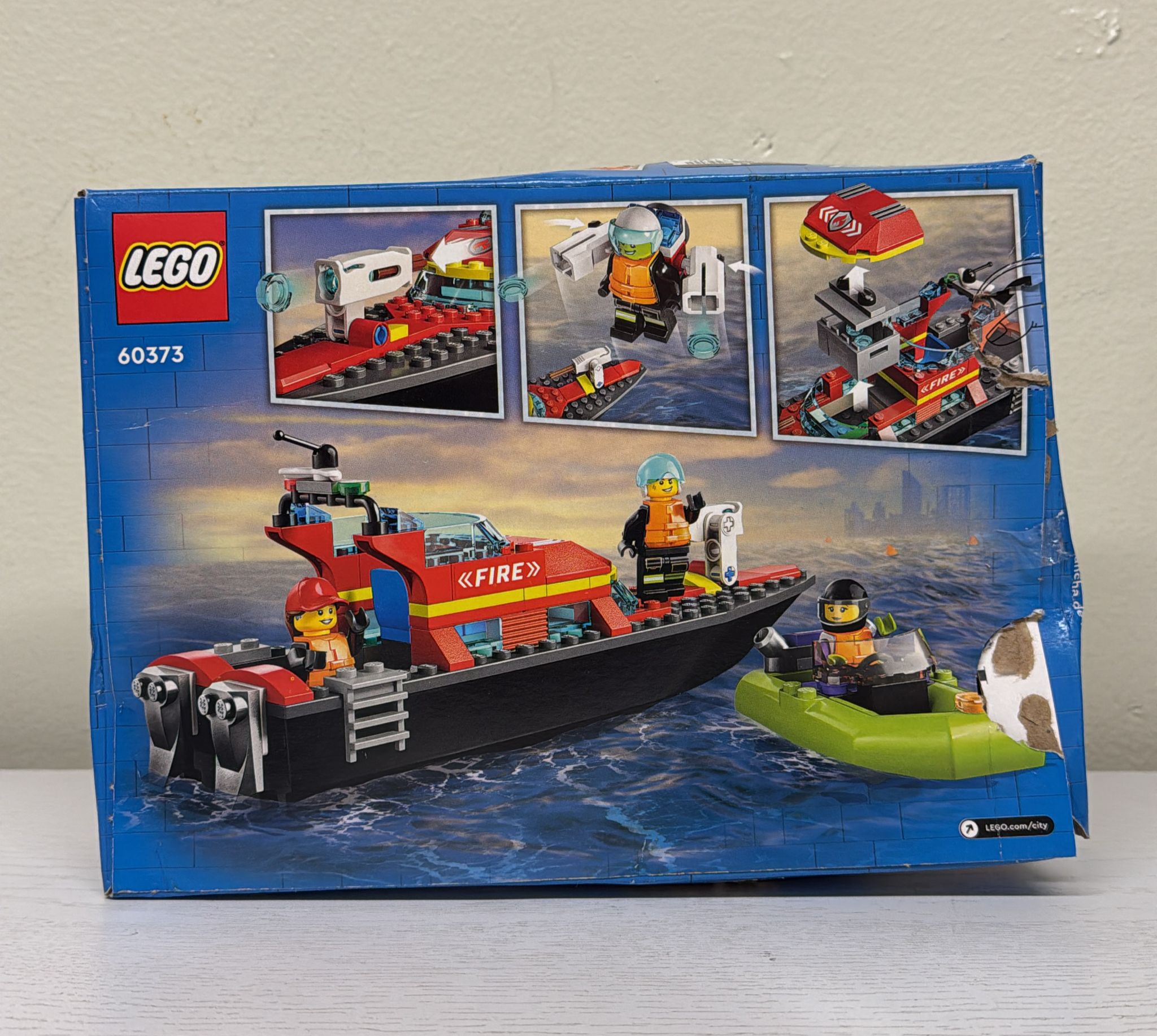 LEGO City Fire Rescue Boat Toy, Floats on Water Set (60373)