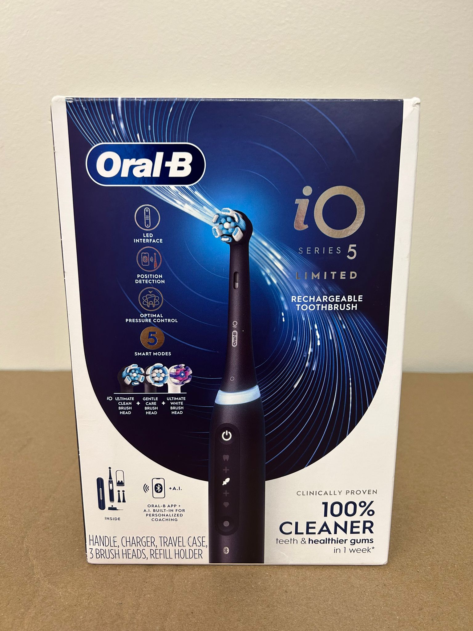 Oral-B iO Series 5 Rechargeable Electric Toothbrush with Visible Pressure Sensor – Black