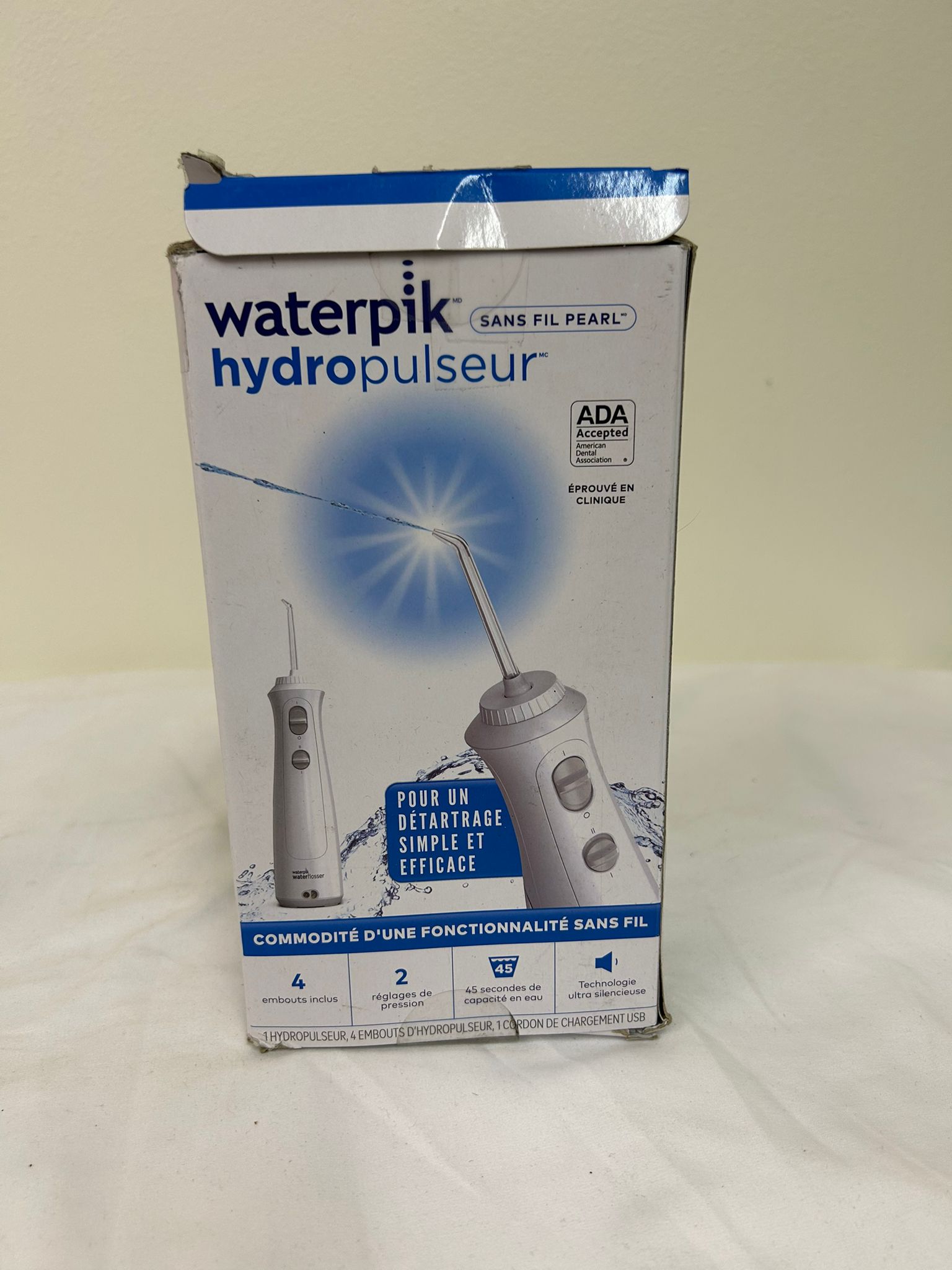 Waterpik Cordless Pearl Rechargeable Portable Water Flosser – For Teeth, Gums, Braces Care, and Travel – ADA Accepted, WF-13 White