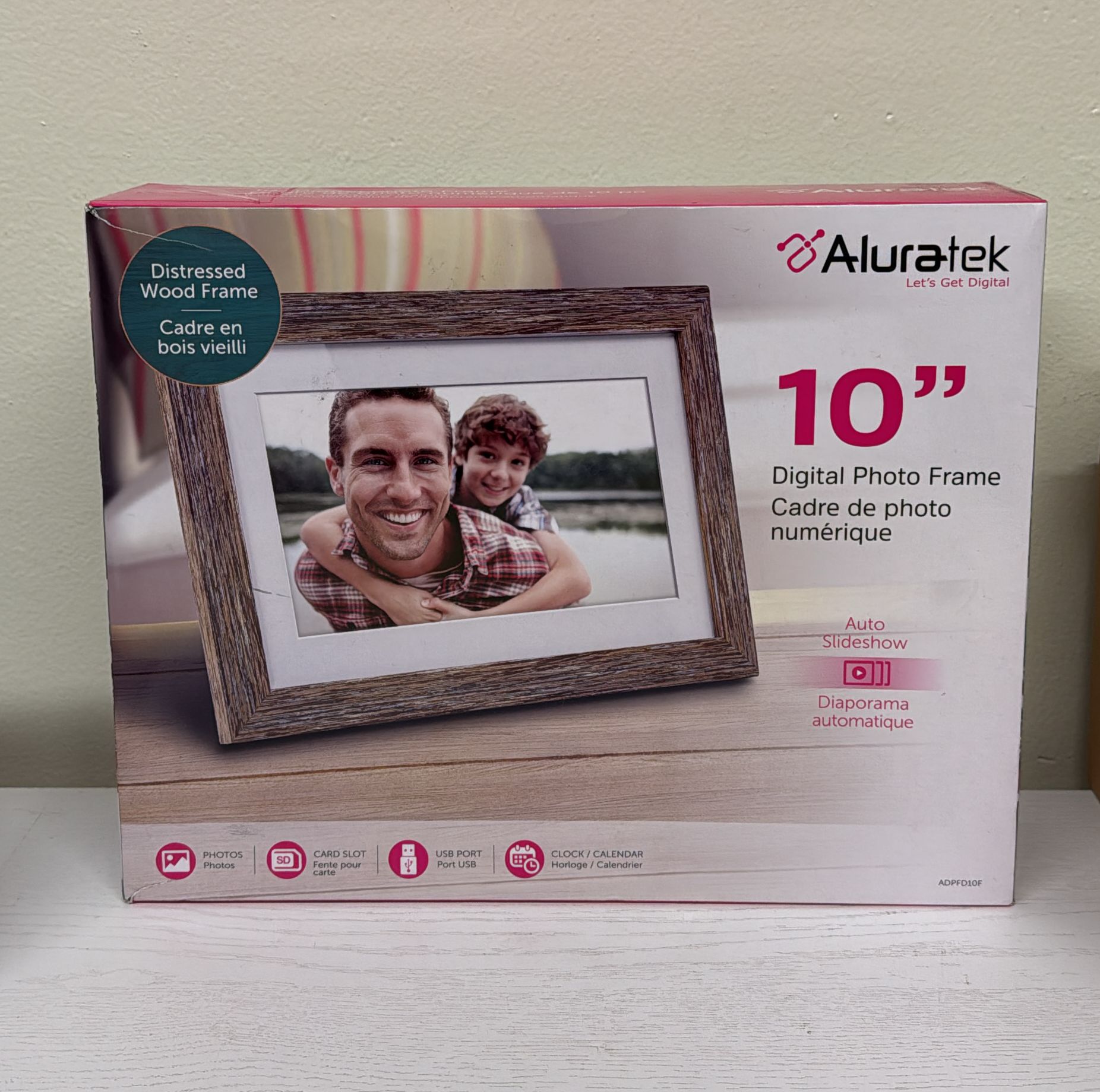 Aluratek 10" WiFi Distressed Wood Digital Photo Frame