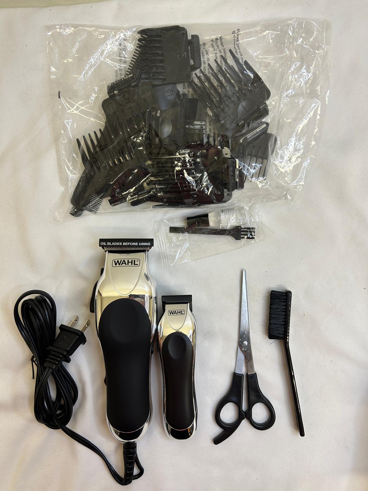 Wahl Clipper USA Deluxe Corded Chrome Pro Haircutting Kit (Model 79524-5201M)