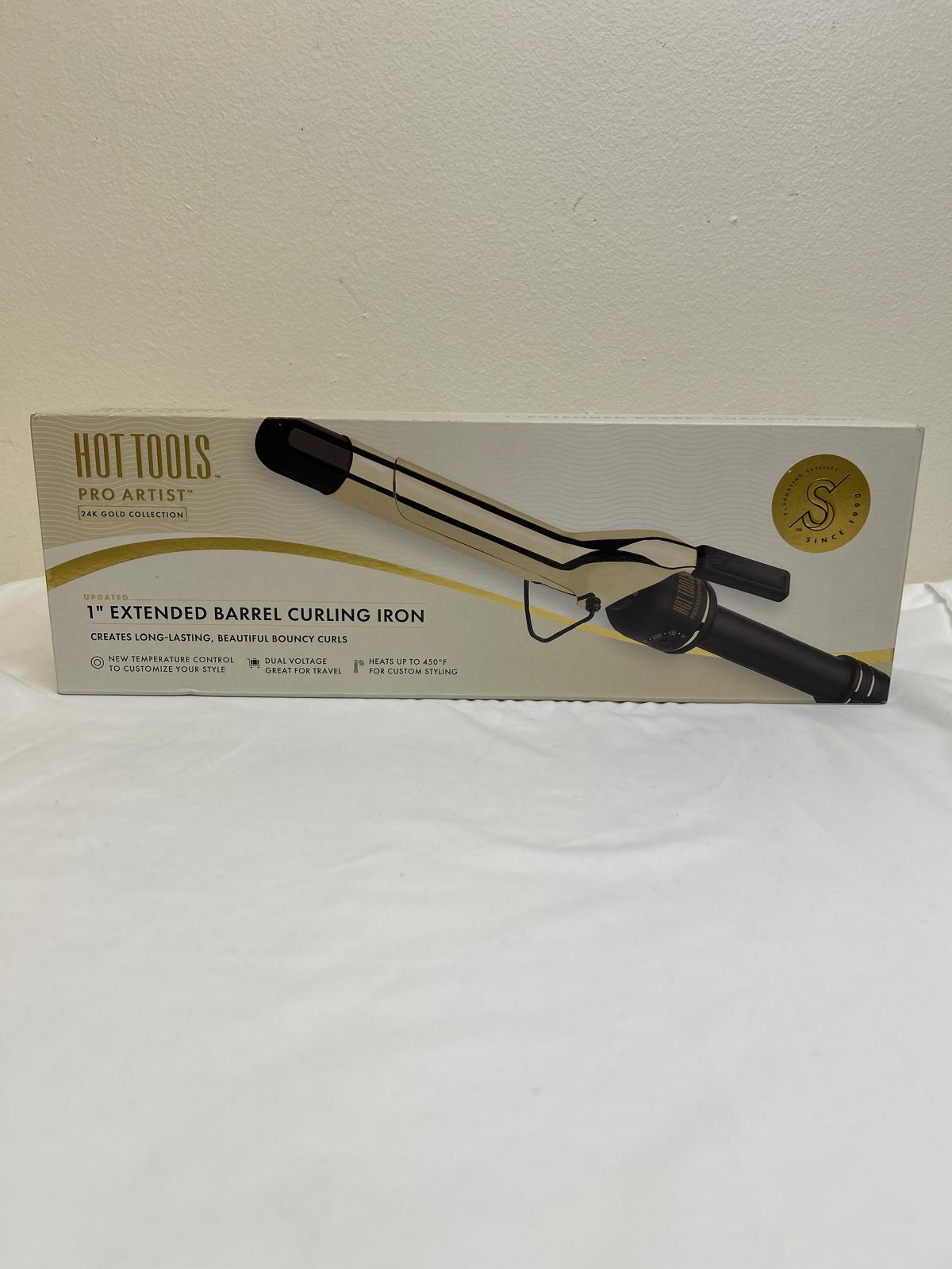 HOT TOOLS New and Improved 24K Gold Professional 1" Extended Barrel Curling Iron