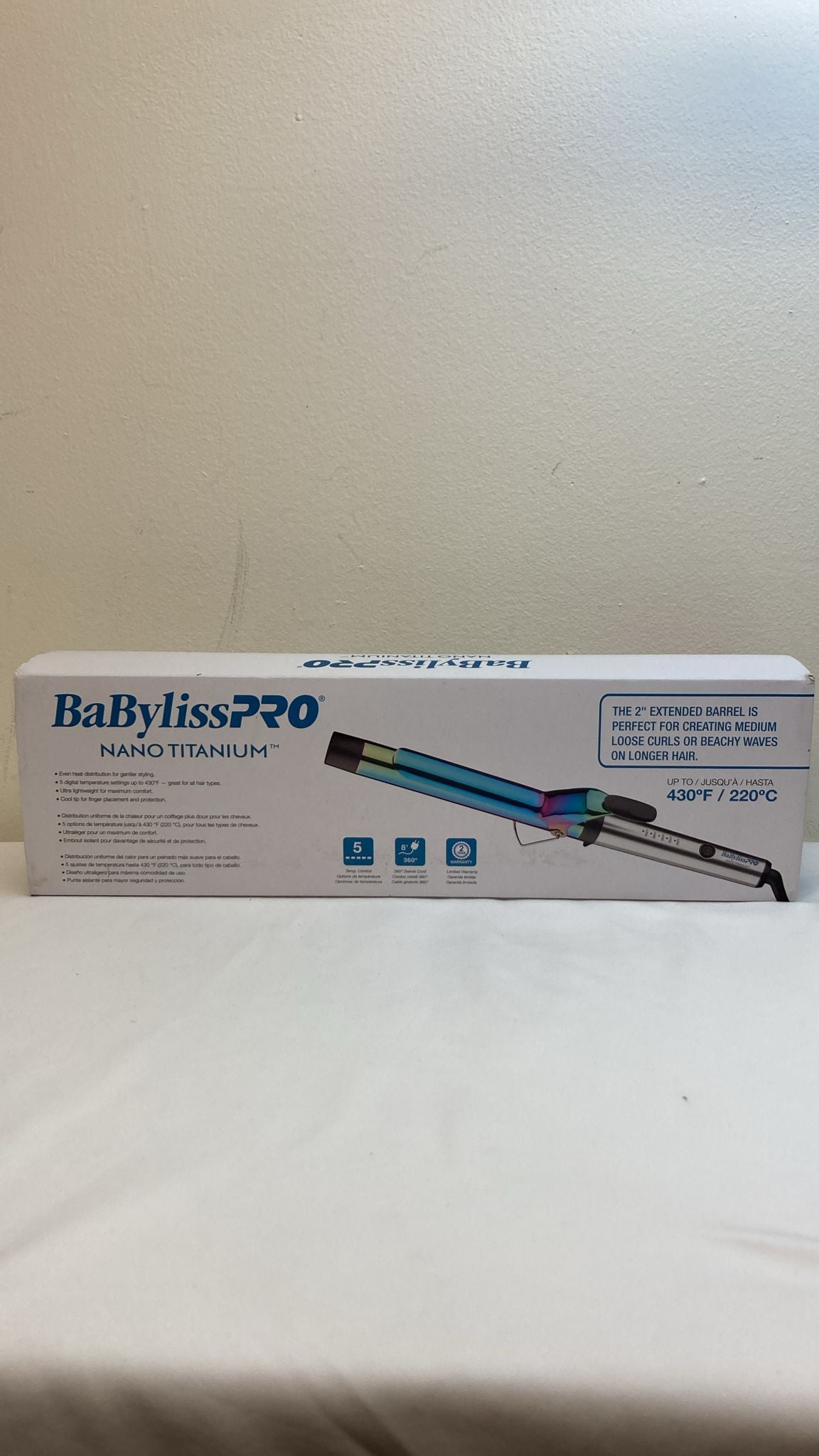 BaBylissPRO Nano Titanium Professional Curling Iron with Extended Barrel (Open Box)