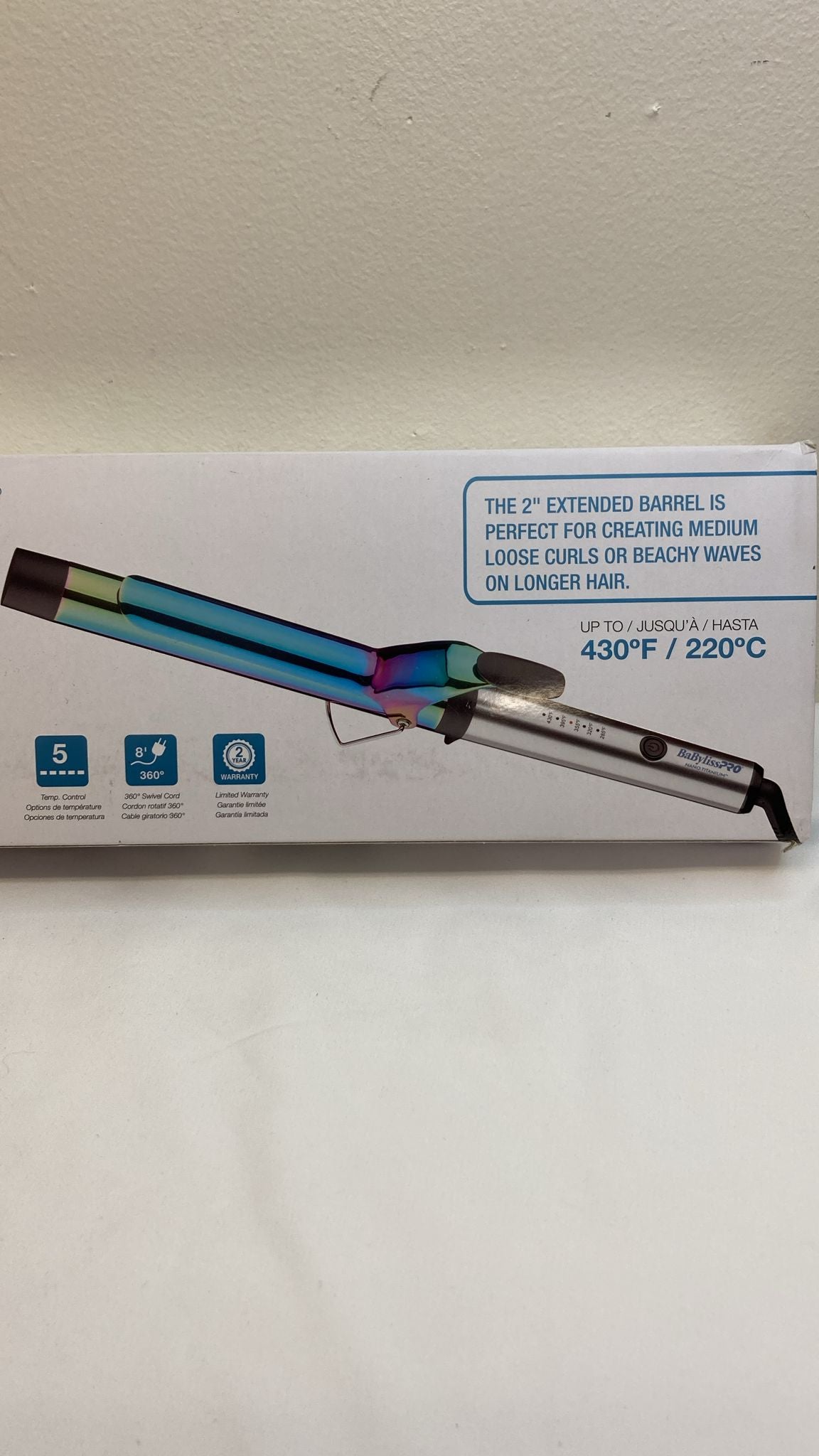 BaBylissPRO Nano Titanium Professional Curling Iron with Extended Barrel (Open Box)