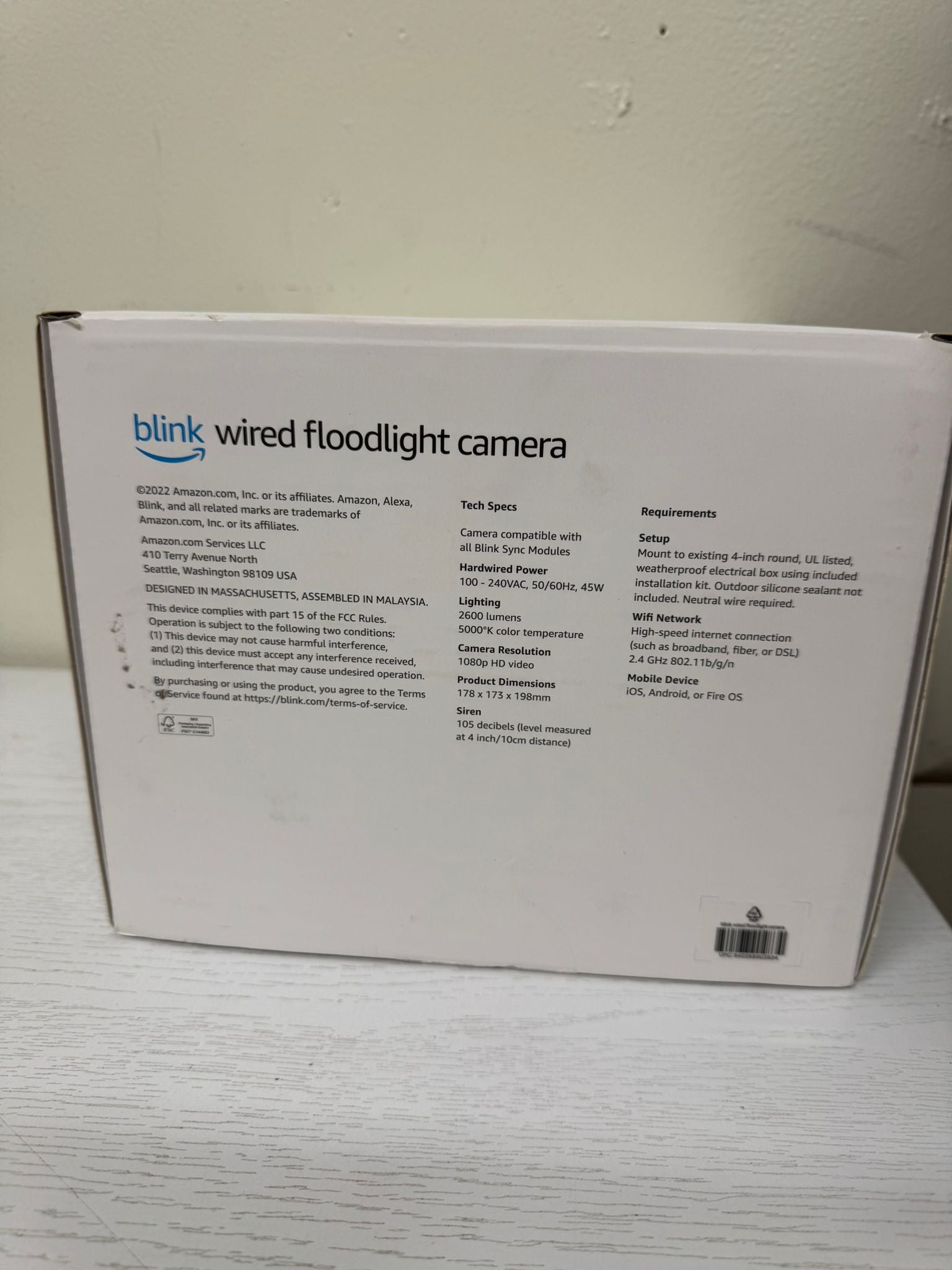 Blink Wired Floodlight Camera (Brand New)