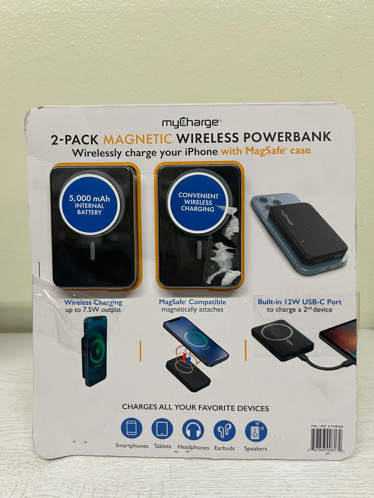 Pre-Owned MyCharge 5000mAh Magnetic Powerbank (2 Pack) (Brand New)