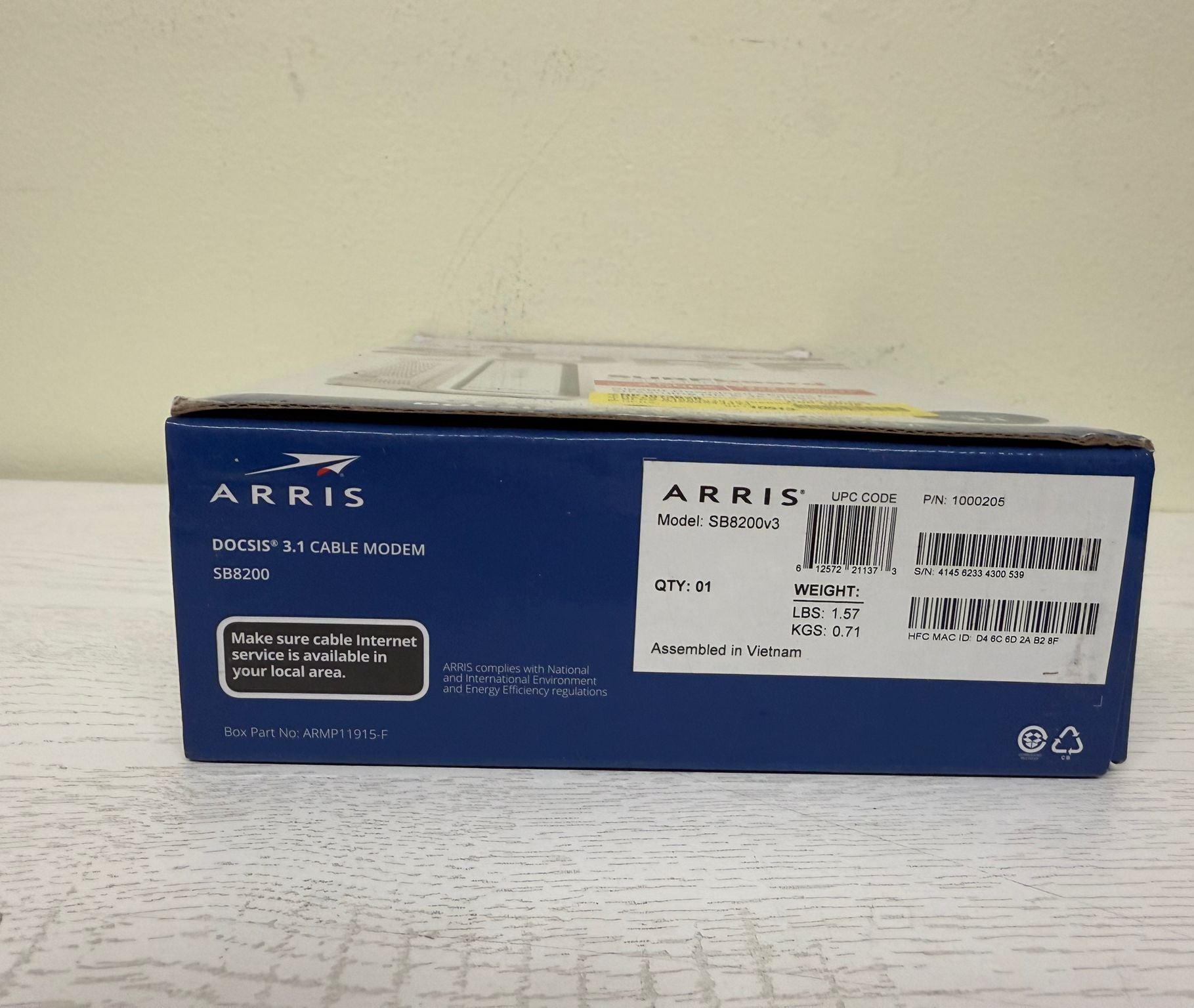 ARRIS Surfboard SB 8200 DOCSIS 3.1 Gigabit Cable Modem (Brand New)