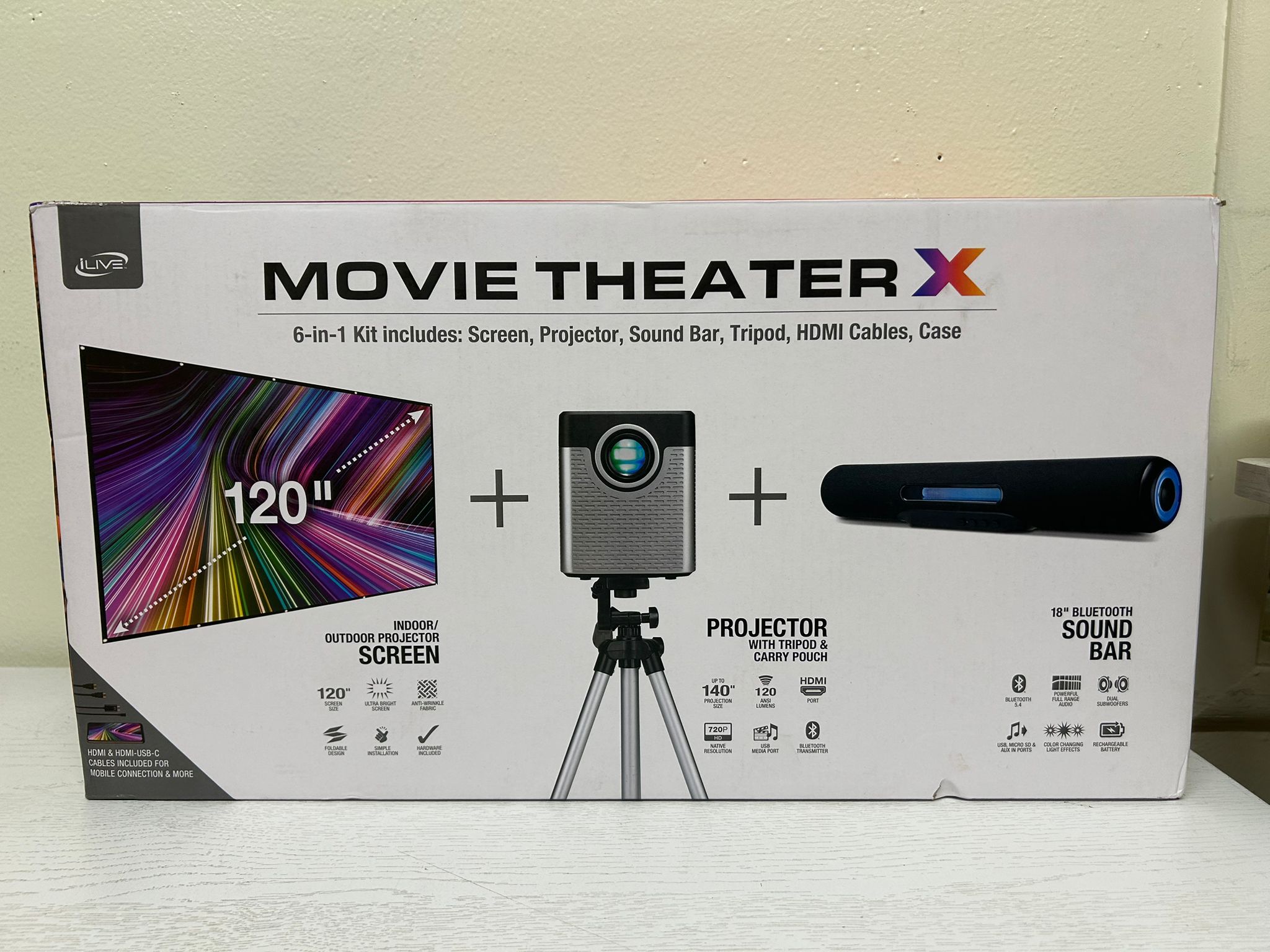 iLIVE Projector Pop Up Movie Theatre Kit – Black (Brand New)