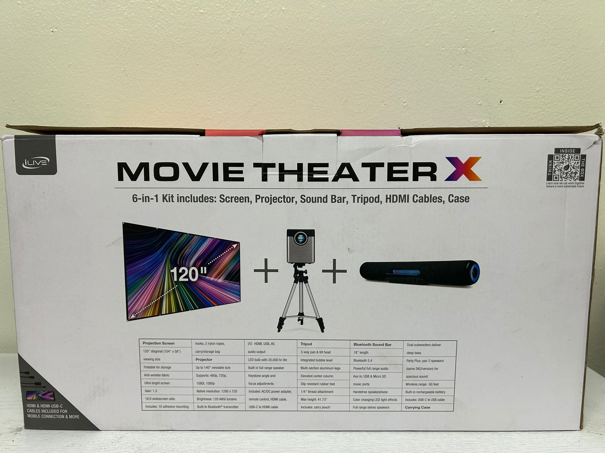 iLIVE Projector Pop Up Movie Theatre Kit – Black (Brand New)