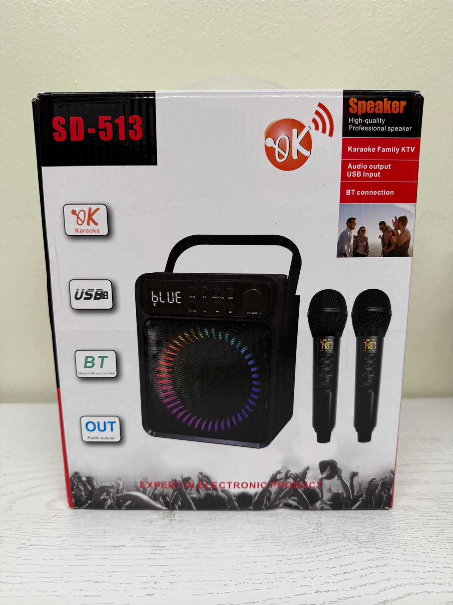 Karaoke Machine, Portable Bluetooth Karaoke Speaker with 2 Wireless Microphones (Brand New)