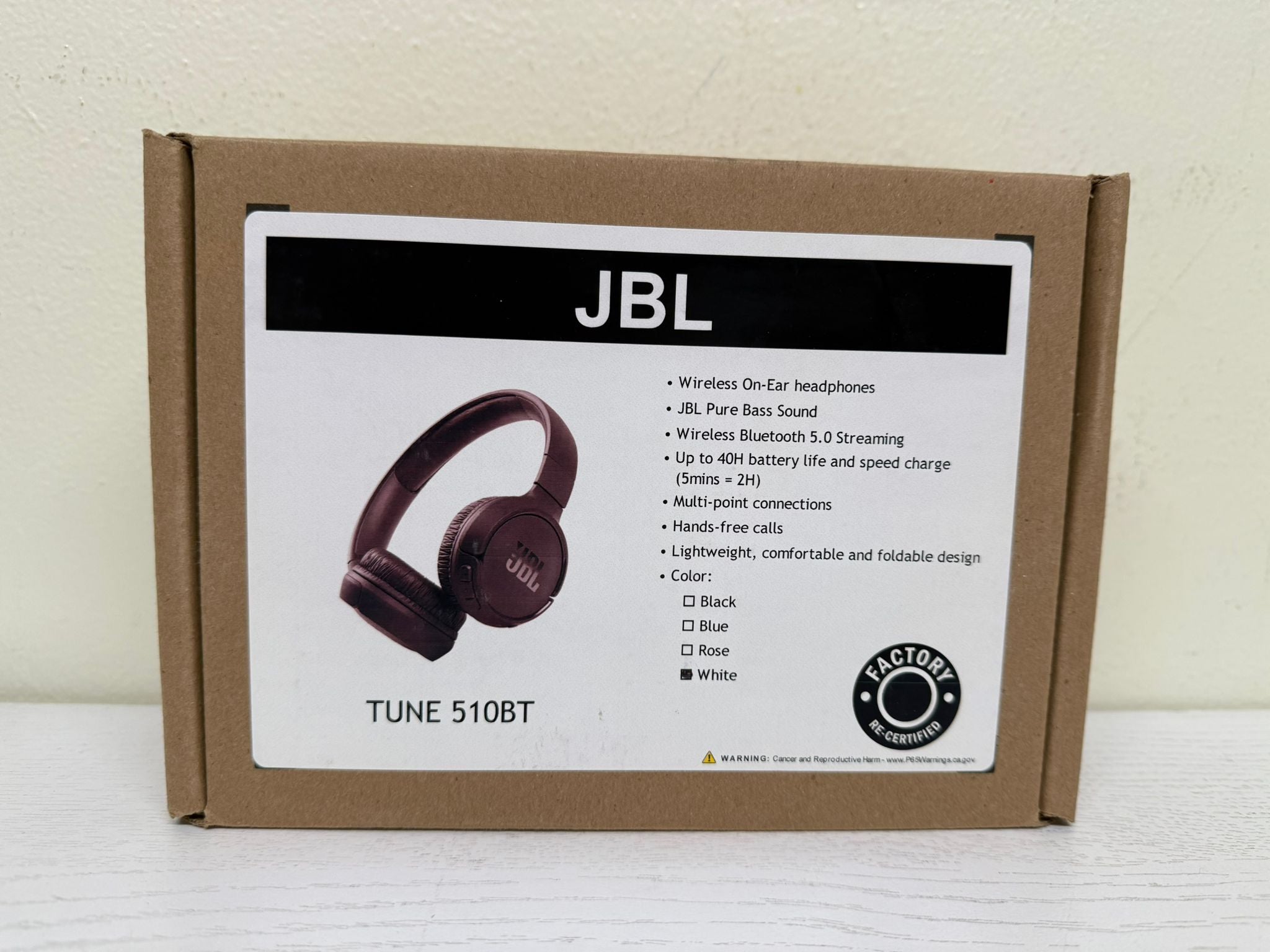 JBL Tune 510BT: Wireless On-Ear Headphones with Pure bass Sound - Black (Brand New)