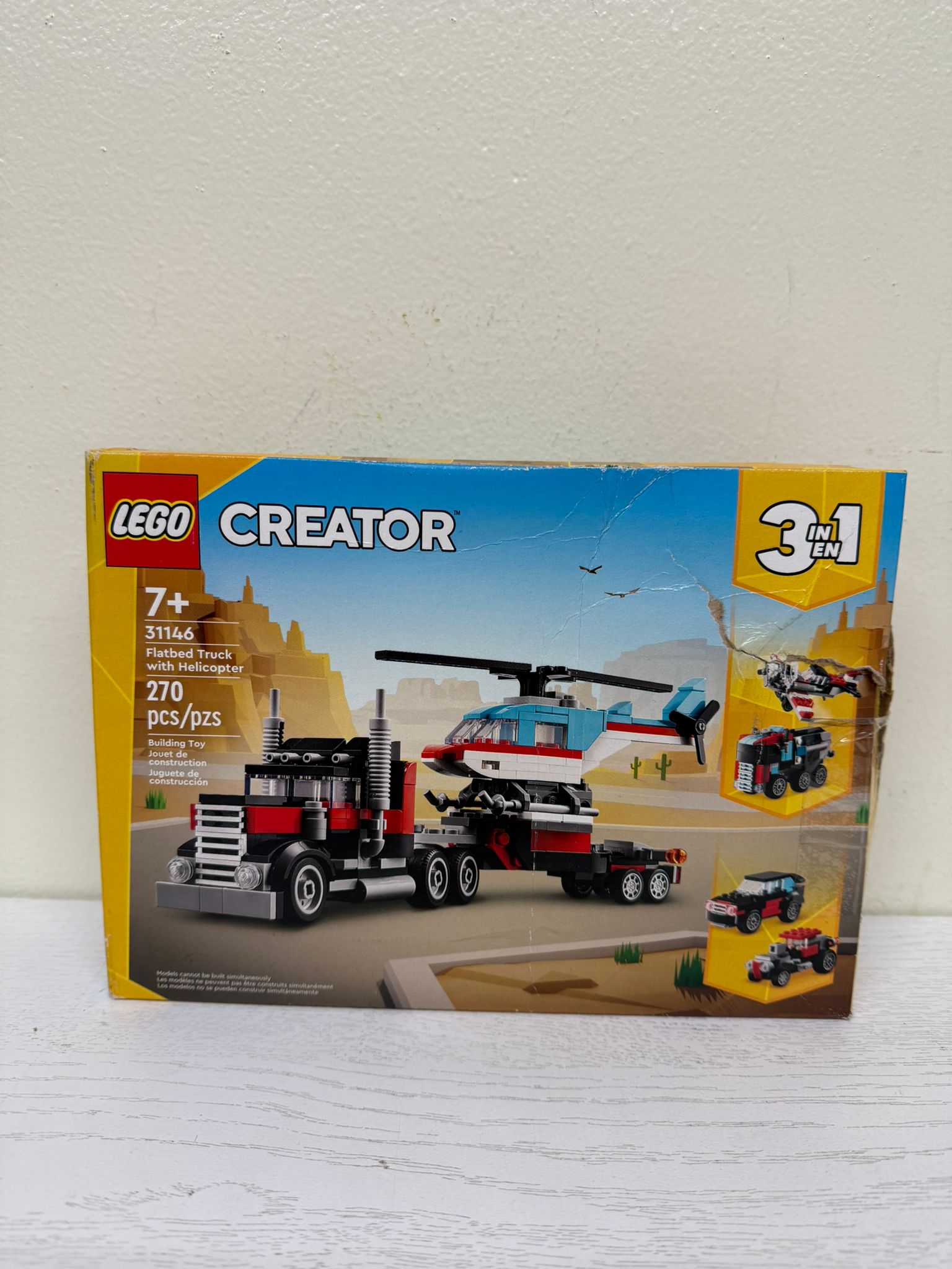 LEGO Creator 3-in-1 Flatbed Truck with Helicopter Toy (31146) (Brand New)