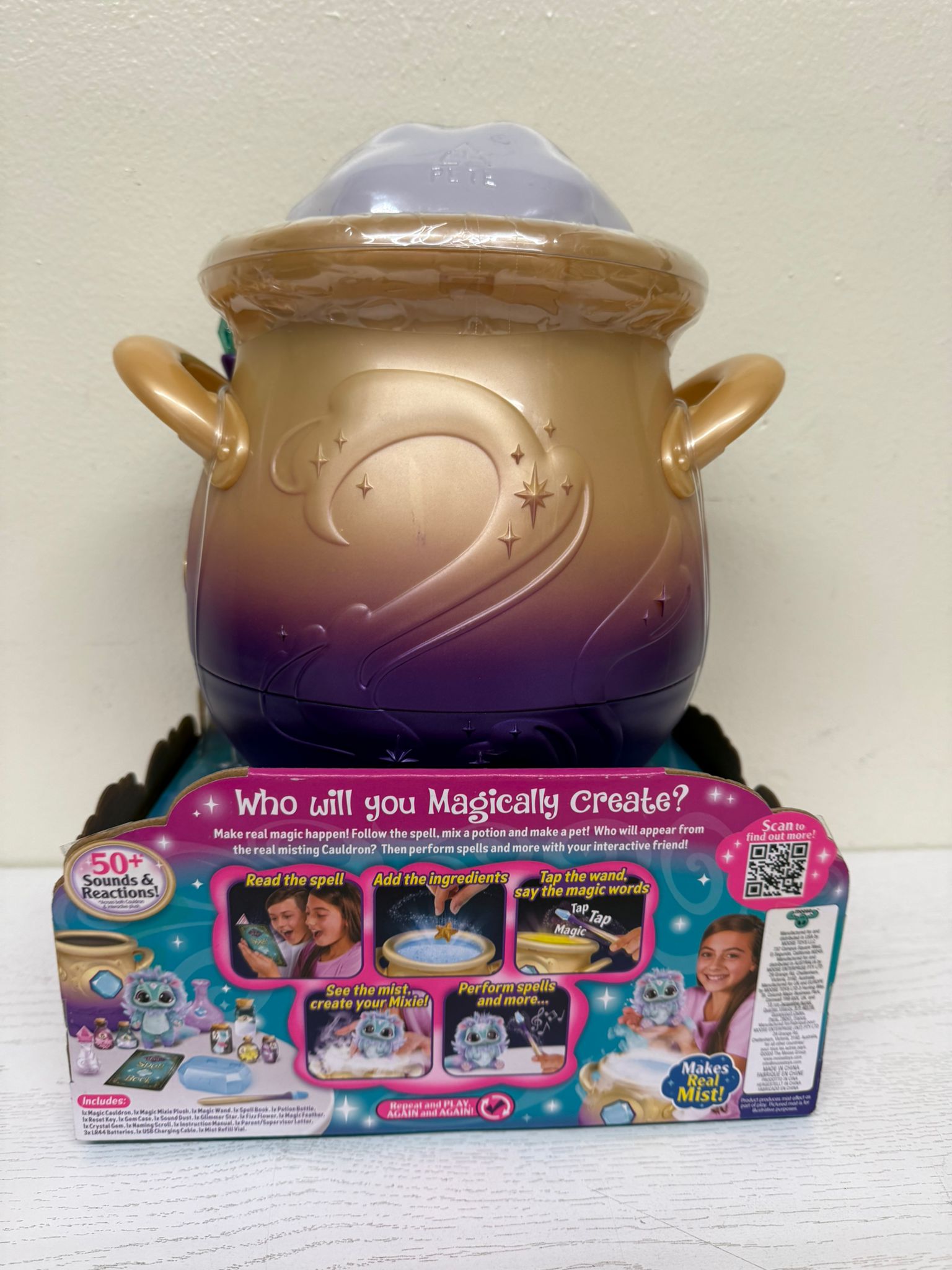 Magic Mixies Magical Misting Cauldron with Interactive 8-inch Pink Plush Toy - 50+ Sounds and Reactions, Multicolor (Brand New)