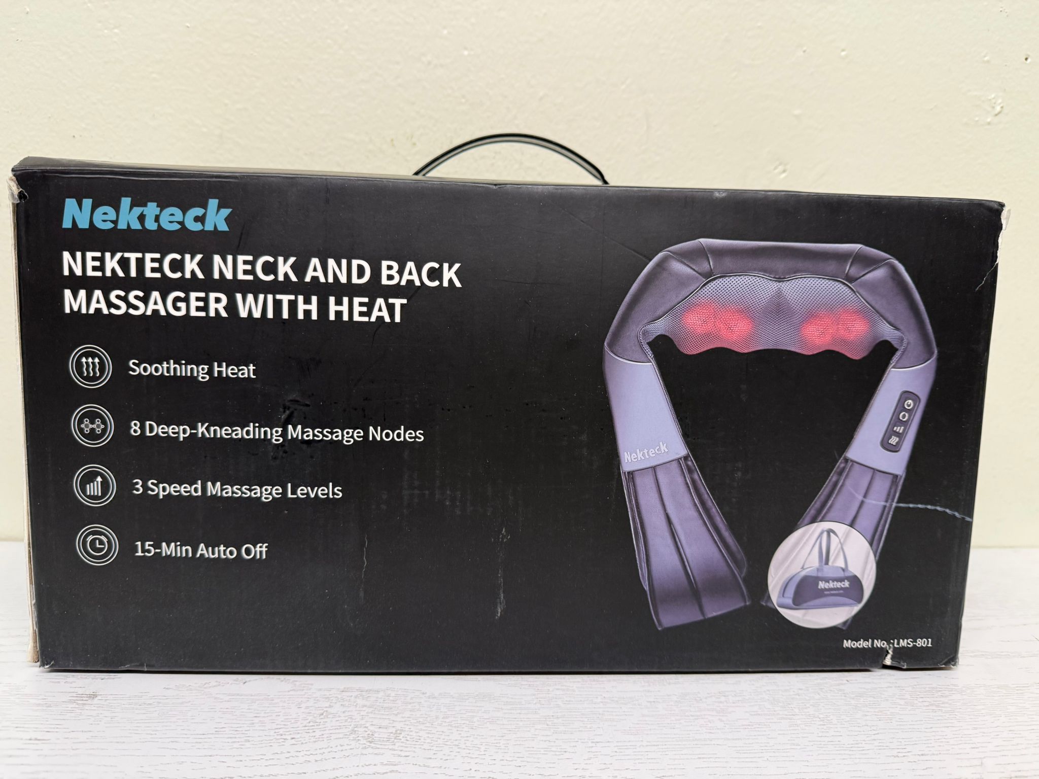 Nekteck Shiatsu Neck and Back Massager with Soothing Heat (Open Box)