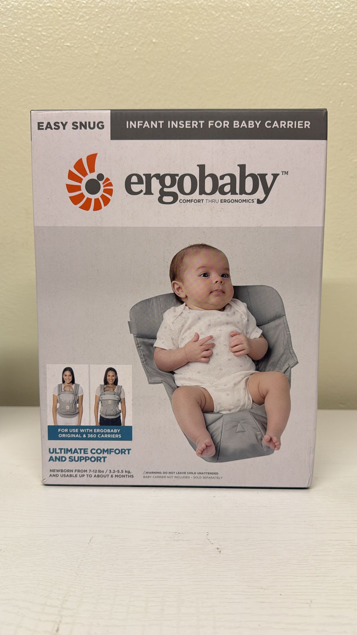 Ergobaby Easy Snug Infant Insert - Grey (Brand New)