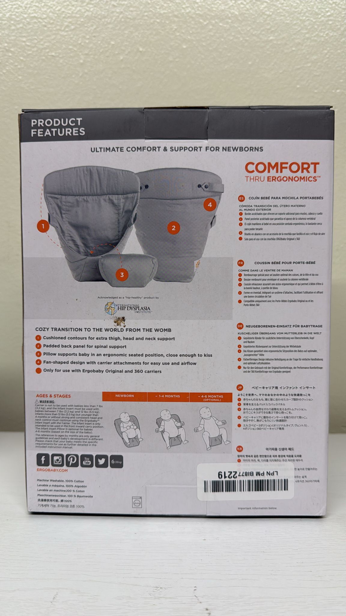 Ergobaby Easy Snug Infant Insert - Grey (Brand New)