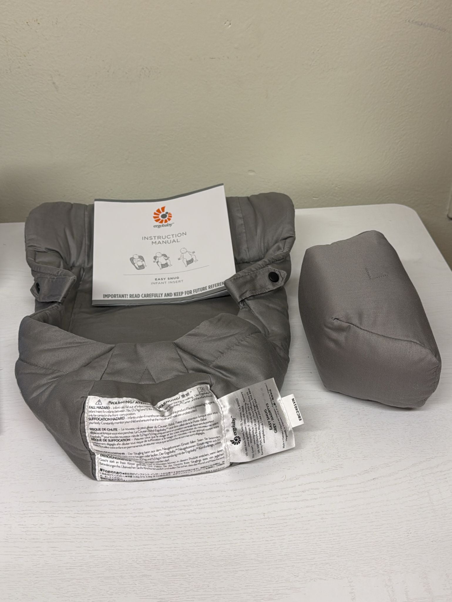 Ergobaby Easy Snug Infant Insert - Grey (Brand New)