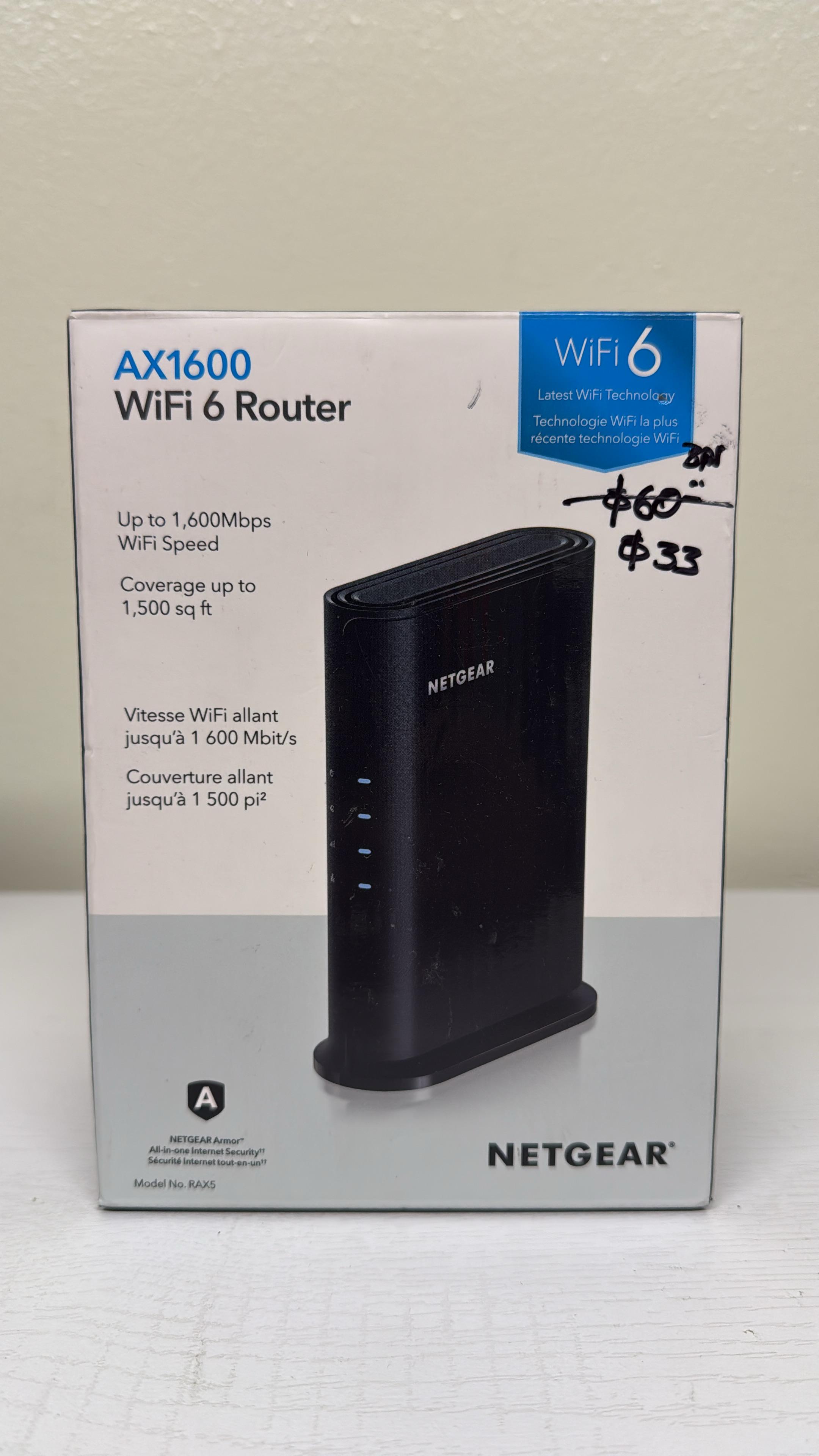 NETGEAR AX1600 4-Stream Dual-Band Wi-Fi 6 Router - Black (Open Box)