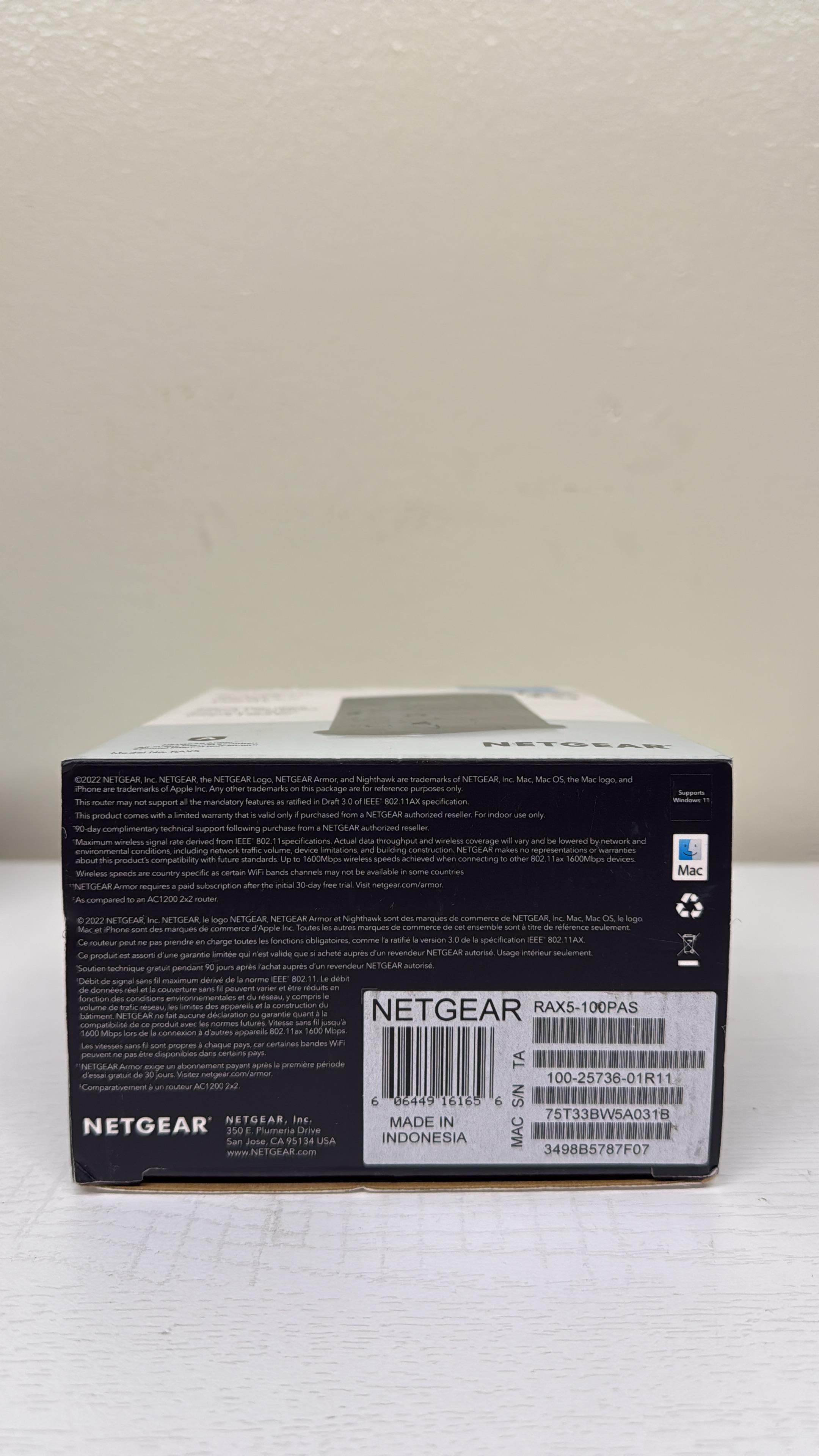 NETGEAR AX1600 4-Stream Dual-Band Wi-Fi 6 Router - Black (Open Box)