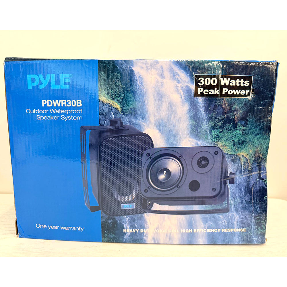 PYLE PDWR30B/PDWR30W Outdoor Waterproof Speakers – 300W Peak Power, 3.5″ Woofer & 1″ Tweeter, Heavy-Duty Wall Mount (Pair, Black/White)